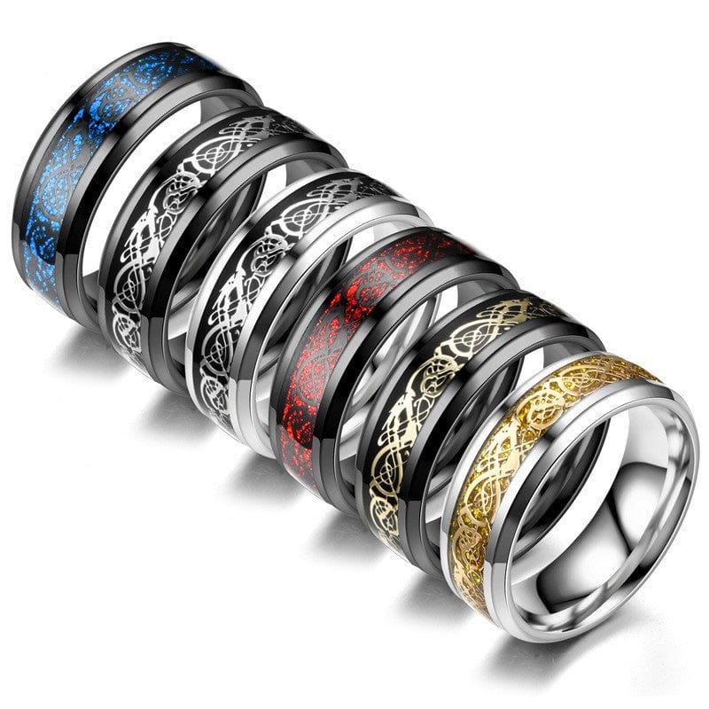 BROOCHITON Ring Dragon Pattern Rings Men Stainless Steel Ring Jewelry