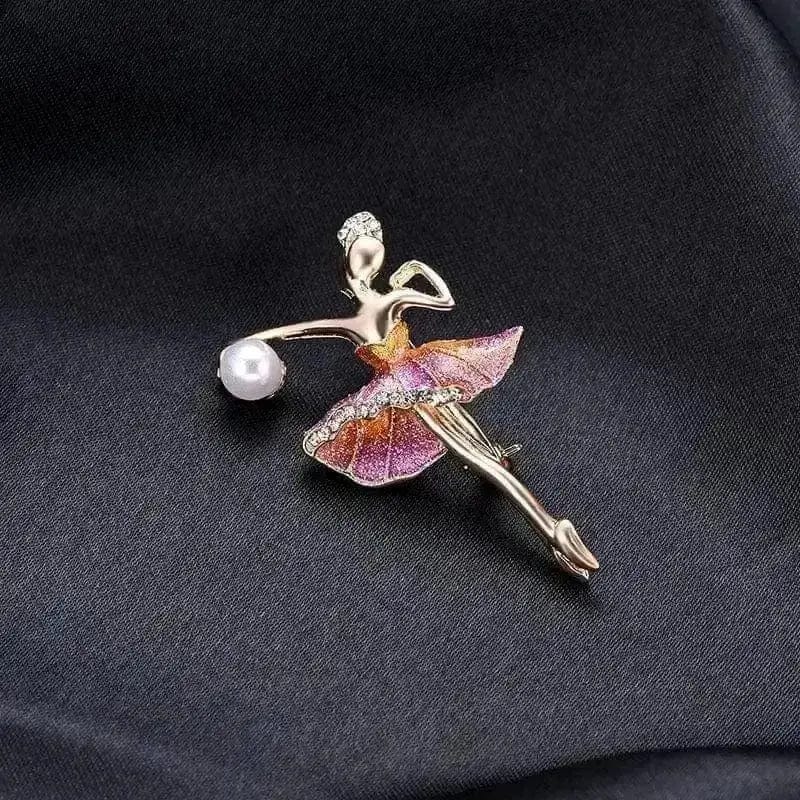 BROOCHITON Brooches alloy diamond ballerina brooch on a balck background