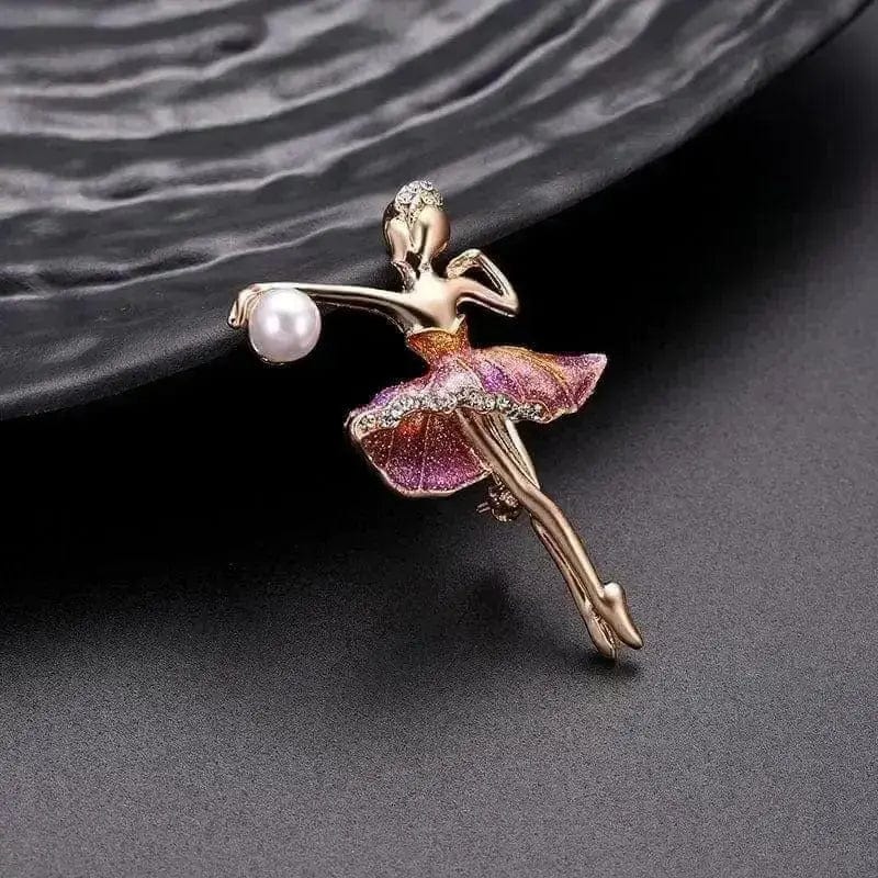 BROOCHITON Brooches alloy diamond ballerina brooch on a gry background