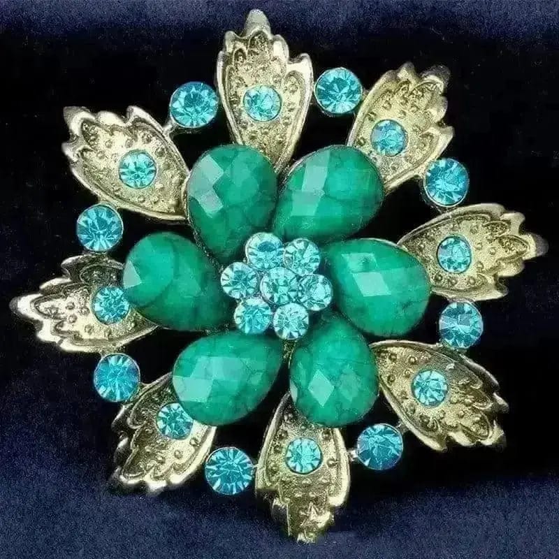BROOCHITON Brooches Green Elegant Diamond Brooch Pin