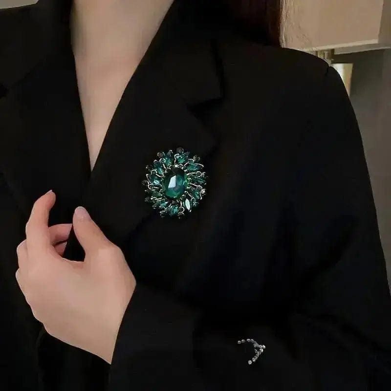 BROOCHITON Brooches Emerald Brooch Emerald And Diamond Look Brooch