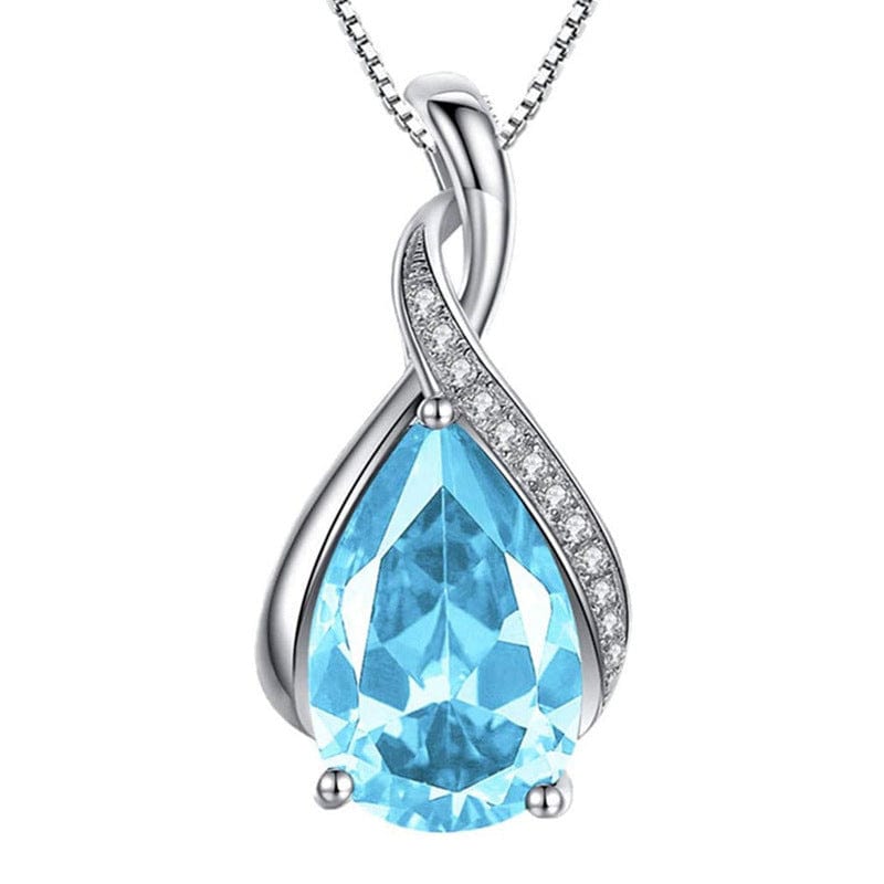 blue elegant teardrop pendant birthday gift