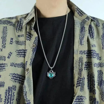 a man wearing Devil Eyes Stainless Steel Necklace