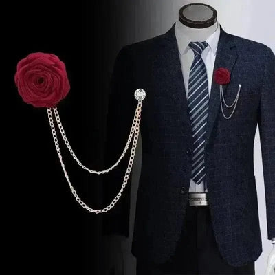 BROOCHITON Brooches Men Suit Tassel Rose Brooch