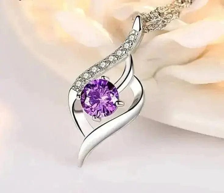 BROOCHITON Necklaces purple 925 silver pendant necklace