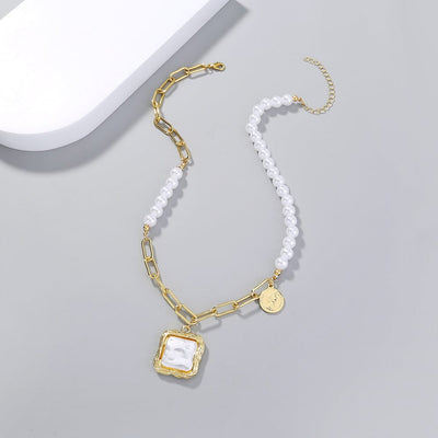 BROOCHITON Faux Baroque Pearl Necklace