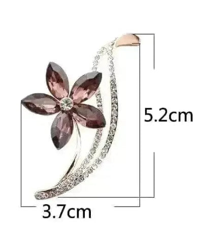 BROOCHITON Brooches Five-leaf Flower Crystal Brooch