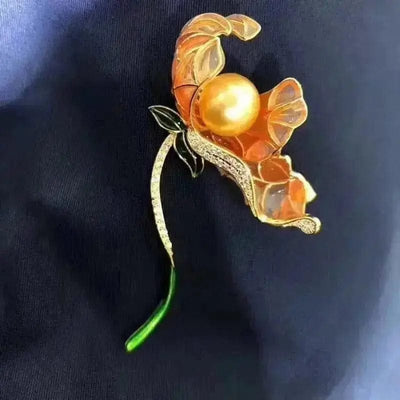 BROOCHITON Brooches Gold / 10 15mm Freshwater Pearl Brooch Pin