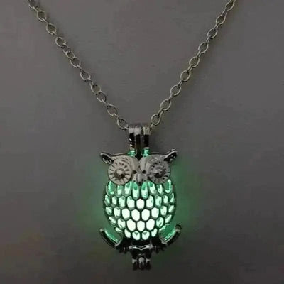 BROOCHITON Necklaces Green Glow in the dark Owl Hollowed Out Necklace