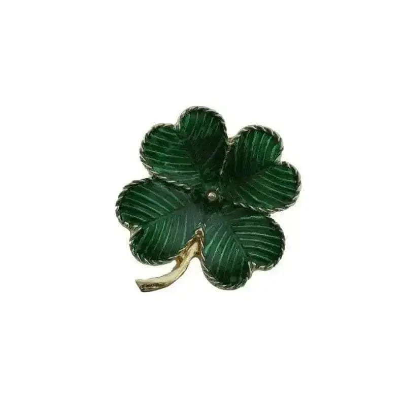 BROOCHITON Brooches Green / 1PC Green Four-leaf Clover Brooch