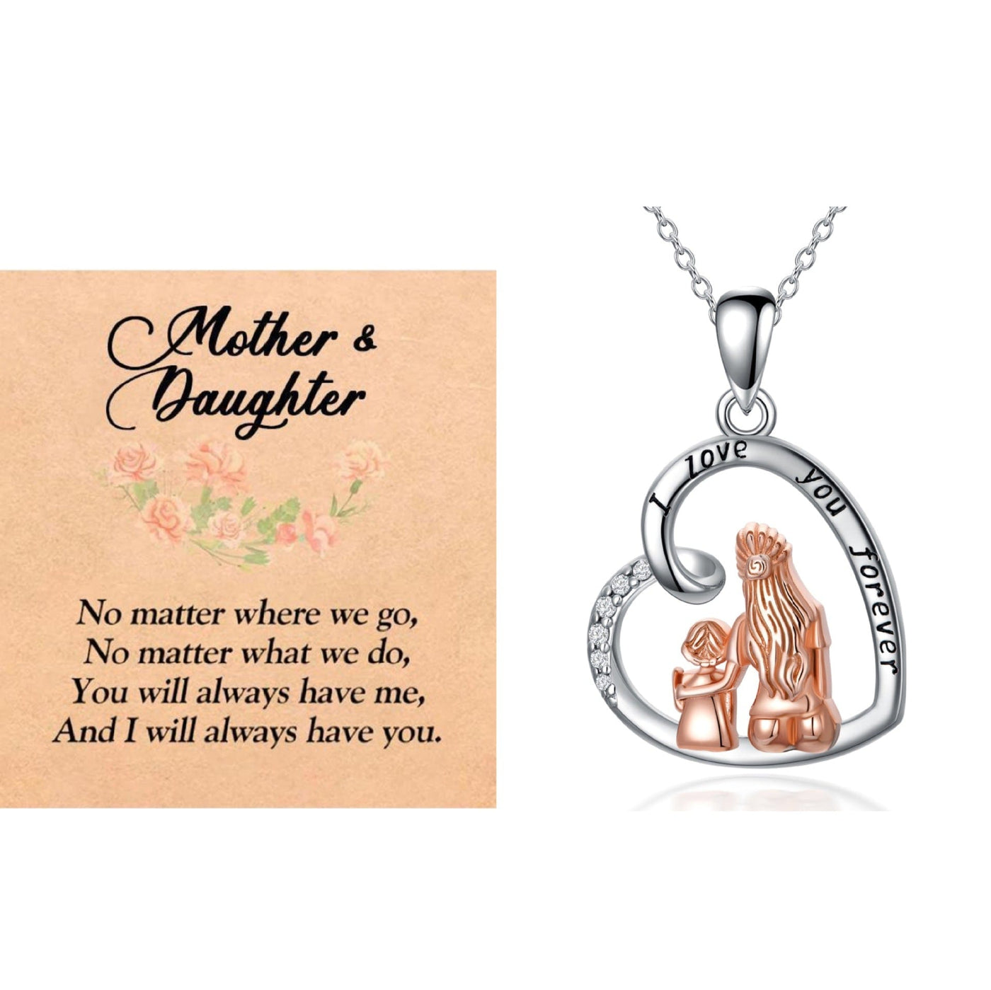 Necklace Mother Daughter Card Heart-Shaped Mother's Day Necklace In Two Colors 
