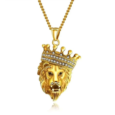 BROOCHITON Necklaces Gold / Pendant + chain Hip Hop Lion Pendant Necklace