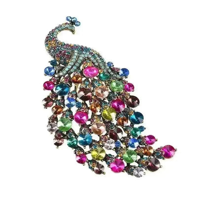 BROOCHITON Brooches Colorful Large Rhinestone Peacock Brooches