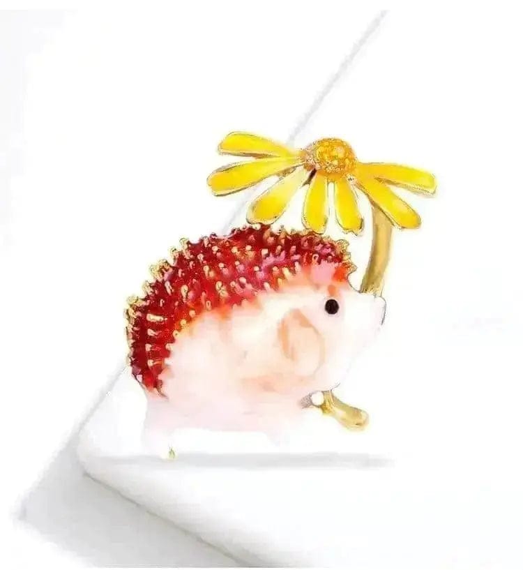 BROOCHITON Brooches Red Little Hedgehog Brooch