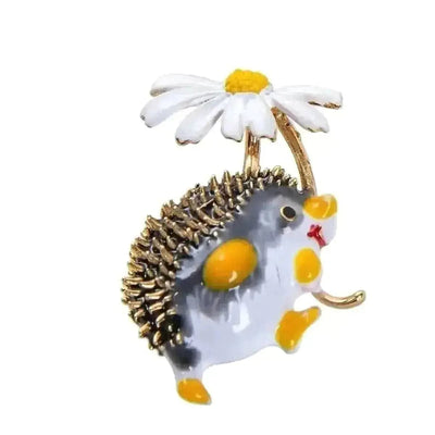 BROOCHITON Brooches White Little Hedgehog Brooch