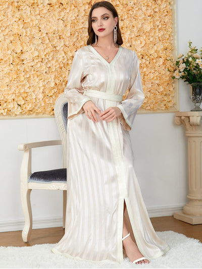 BROOCHITON abbaya ramada White / 2XL Long Sleeved European And American Dress For Women