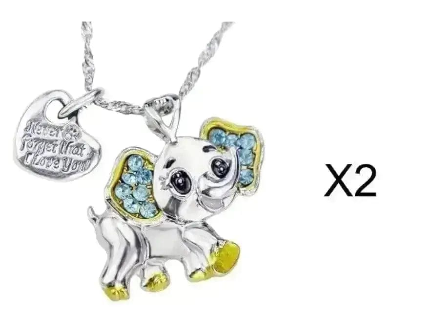 BROOCHITON Necklaces 2XBlue Lovely Animal Pendant Necklace For Kids