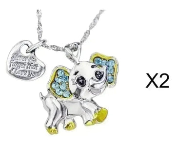 BROOCHITON Necklaces 2XBlue Lovely Animal Pendant Necklace For Kids
