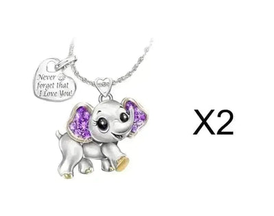 BROOCHITON Necklaces 2XPurple Lovely Animal Pendant Necklace For Kids