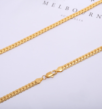BROOCHITON Necklaces 5MM Men Necklace Gold Tone Snake Chain