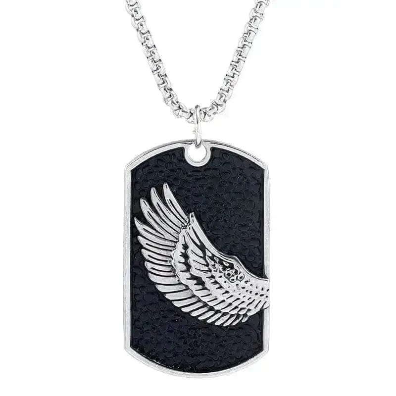 Korean Style Men's Necklace Wings pendant on a white background