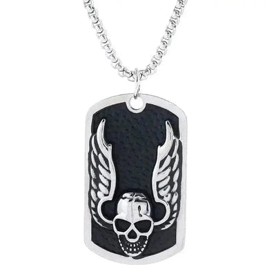 BROOCHITON Necklaces Skull Men's Wings Necklace