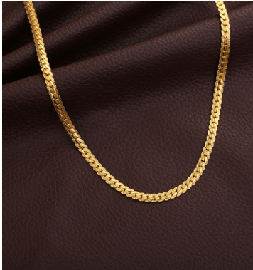 BROOCHITON Necklaces 5MM Men Necklace Gold Tone Snake Chain