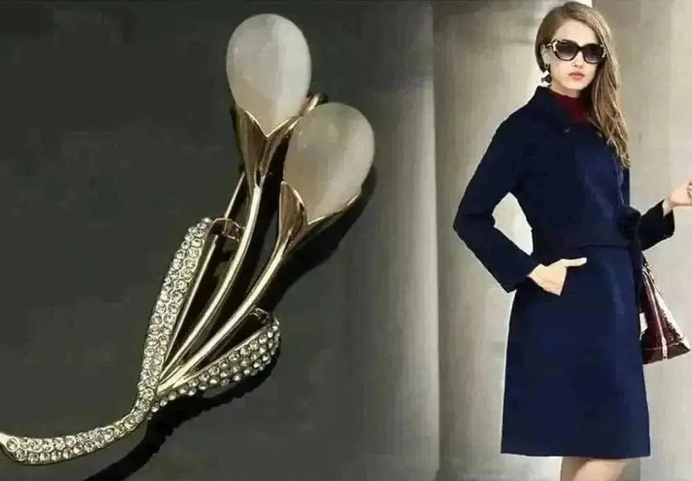 BROOCHITON Brooches Opal Stone Tulip Brooch and a woman 
