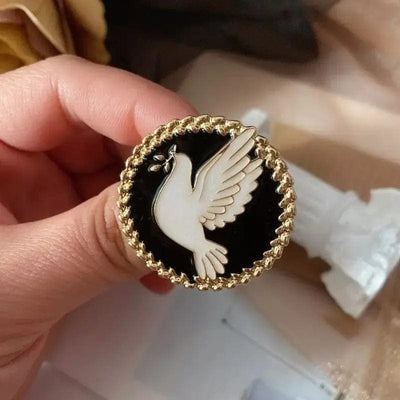 BROOCHITON Brooches Black Peace Doves Brooches