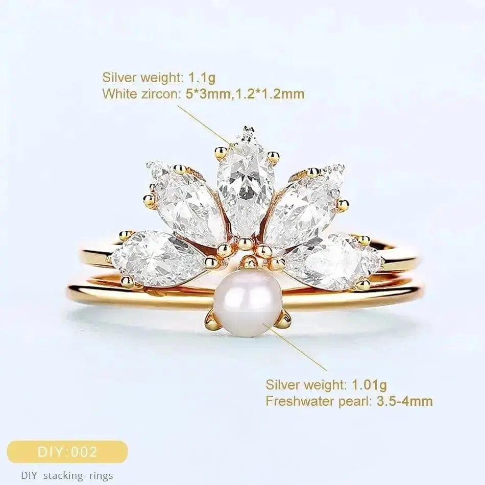 feshwater pearls and one 9K gold combination silver ring 
