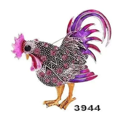 BROOCHITON Brooches Purple Retro Chicken Rooster Brooch