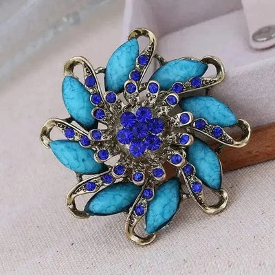 BROOCHITON jewelry Blue Retro Fashion Flower Brooch