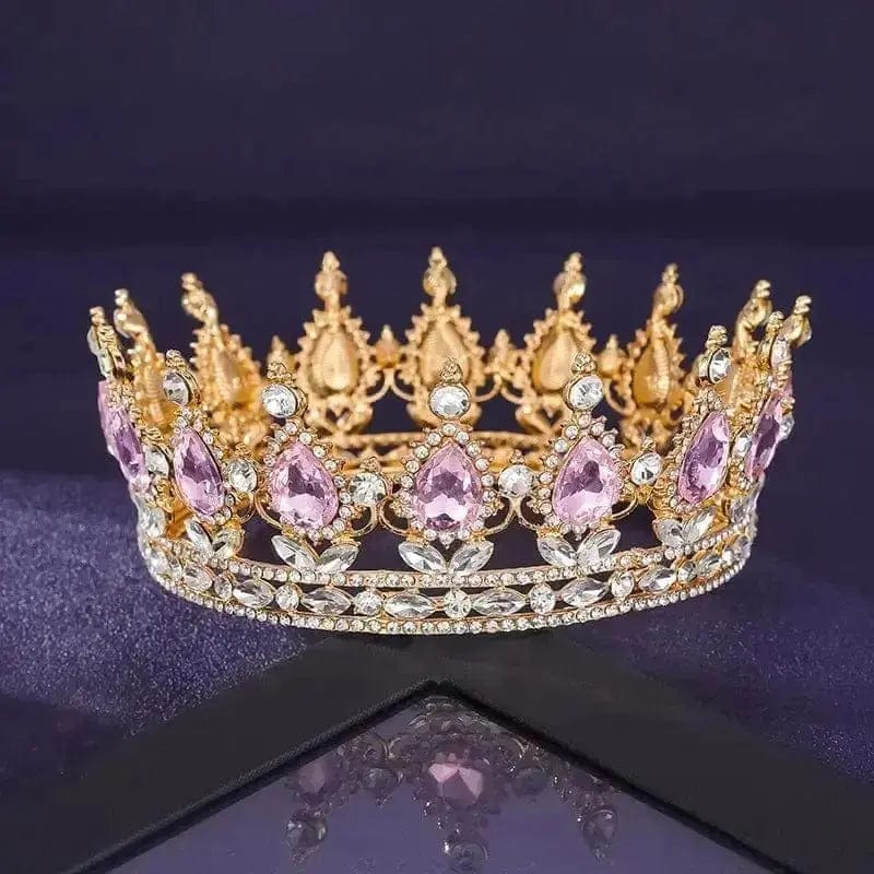 BROOCHITON Crown Pink Rhinestone wedding tiara
