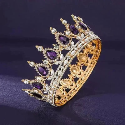 BROOCHITON Crown Purple Rhinestone wedding tiara