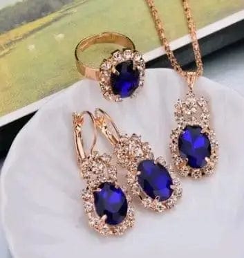 Rhinestones Necklace/Earrings/Rings Jewelry Set BROOCHITON