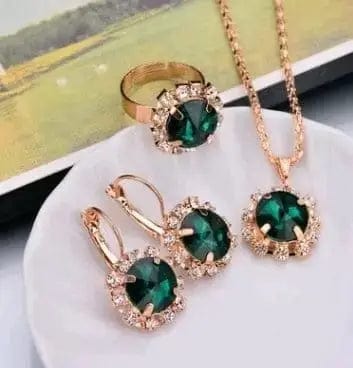 Rhinestones Necklace/Earrings/Rings Jewelry Set BROOCHITON