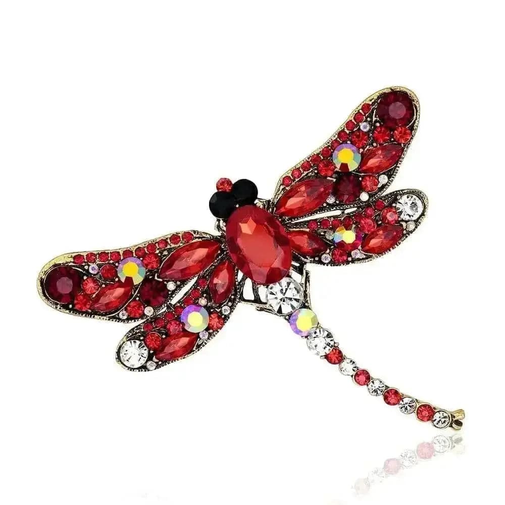 BROOCHITON Brooches Red Dragonfly Rhinestone Brooch