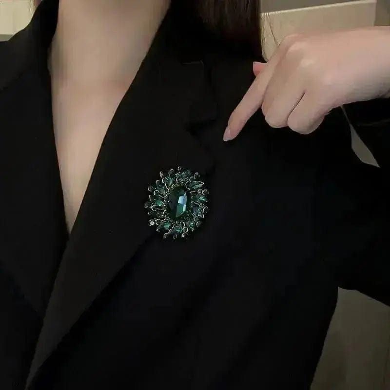 BROOCHITON Brooches Emerald Brooch Emerald And Diamond Look Brooch