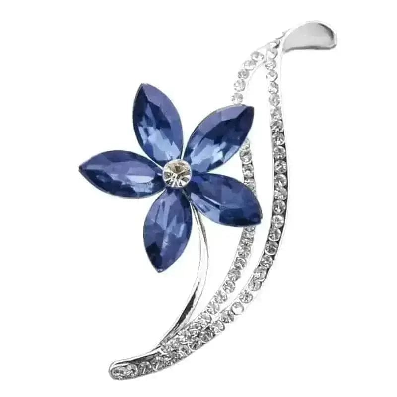 BROOCHITON Brooches Blue Five-leaf Flower Crystal Brooch