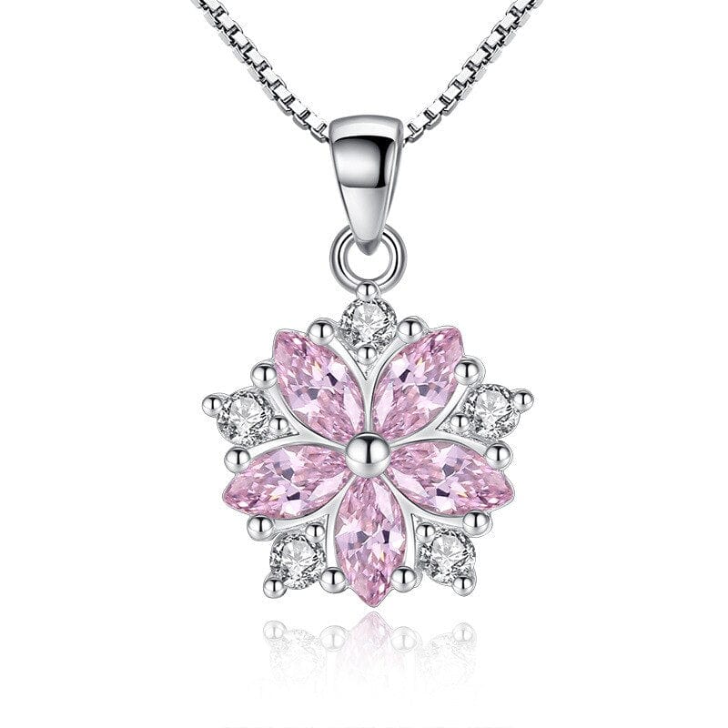 OMHXZJ Wholesale Personality Fashion Sweet Woman Girl Wedding Gift White &amp; Pink Sakura AAA Zircon Pendant PE182 BROOCHITON 