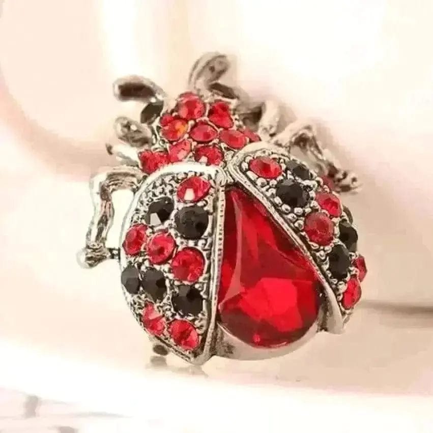 BROOCHITON Brooches Red Full drill ladybug brooch
