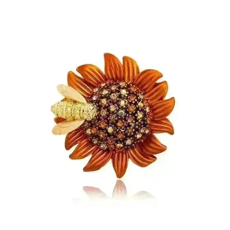 BROOCHITON brooches Brown Pin Bee Daisy Brooch