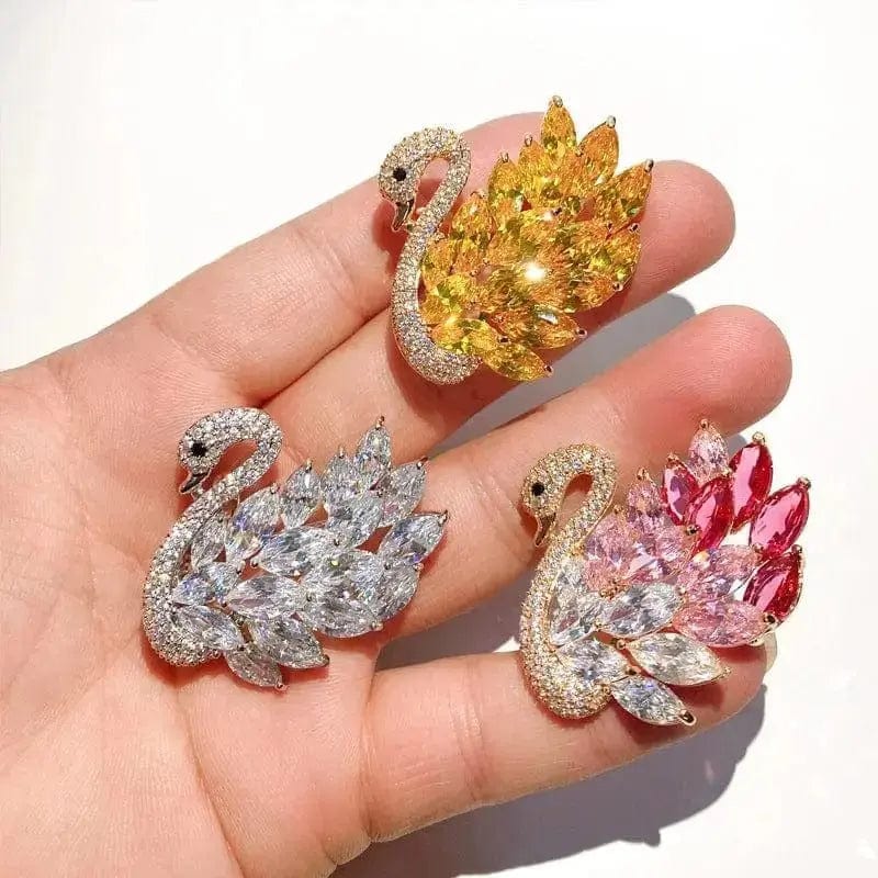 BROOCHITON Brooches Zircon Swan Brooch
