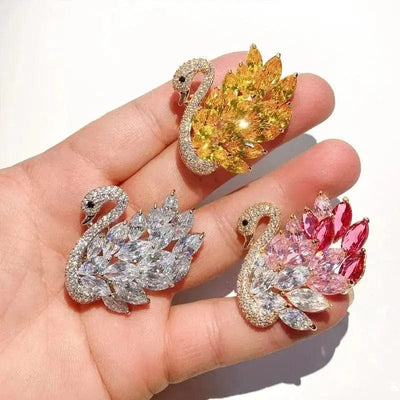 BROOCHITON Brooches Zircon Swan Brooch