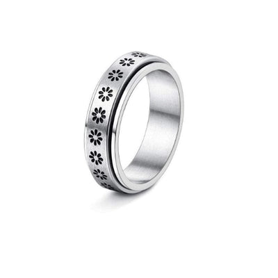 BROOCHITON Ring 6style / Number10 Stainless Steel Rotatable Spinner Ring Moon Stars Relieve Anxiety Rings