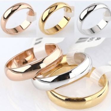 BROOCHITON jewelry Supply wholesale titanium steel jewelry factory price jewelry golden smooth couple titanium steel ring 4MM spherical