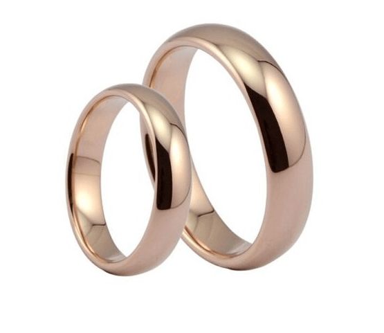 BROOCHITON jewelry Rose gold / 10 Supply wholesale titanium steel jewelry factory price jewelry golden smooth couple titanium steel ring 4MM spherical