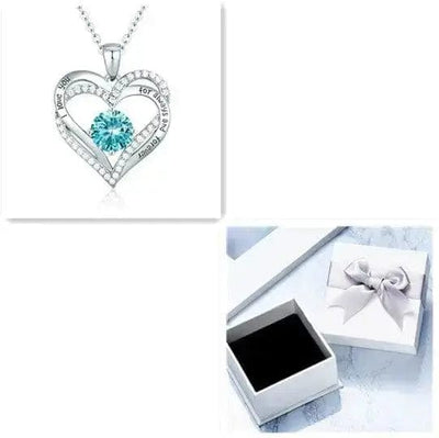 Platinum Box/ December Female 925 Silver Twelve Birthstone Pendant Necklace