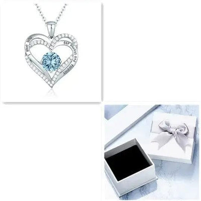 Platinum Box / March Female 925 Silver Twelve Birthstone Pendant Necklace