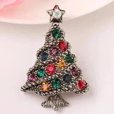 BROOCHITON Brooches Vintage Diamond Christmas Tree Brooch Pin
